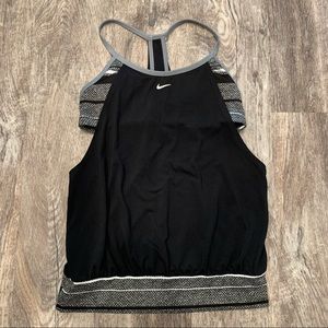 Nike Dri-Fit Black & Gray Athletic Tank Top with Built in Bra in Size Large